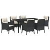 vidaXL Conjunto de Comedor de Jard&iacute;n 7 uds. Negro rat&aacute;n sint&eacute;tico