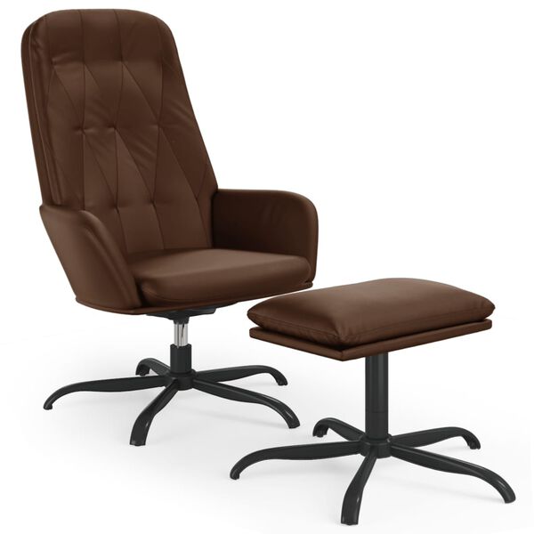 vidaXL Sill&oacute;n de relax con reposapi&eacute;s cuero artificial marr&oacute;n brillo