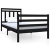 vidaXL Estructura de cama individual de madera maciza negro 90x190 cm