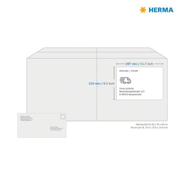 HERMA Etiquetas permanentes PREMIUM 100 hojas A4 210x297 mm&mdash;