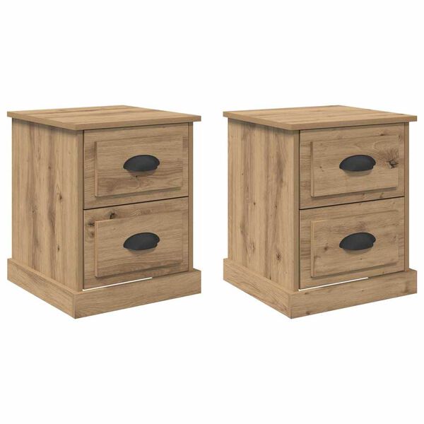 vidaXL Armario de Noche 2 pcs Roble artesanal 39 x 39 x 47.5 cm