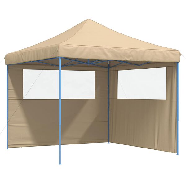 vidaXL Tienda de fiesta plegable Pop-Up con 2 paredes laterales beige