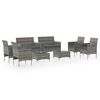 vidaXL Set de muebles de jard&iacute;n 8 pzas y cojines rat&aacute;n sint&eacute;tico gris