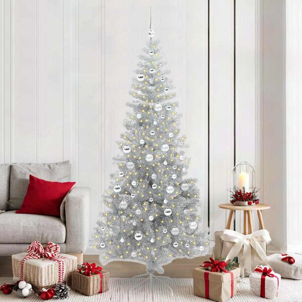 vidaXL &Aacute;rbol de Navidad con 300 LED con soporte Plateado 210 cm PET