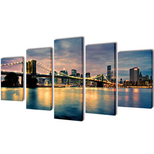 vidaXL Set decorativo de lienzos para pared r&iacute;o de Brooklyn 200 x 100 cm