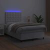 vidaXL Cama box spring colch&oacute;n y LED cuero sint&eacute;tico blanco 120x190 cm