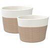 vidaXL Cestas de almacenaje 2 uds algod&oacute;n marr&oacute;n y blanco &Oslash;24x18 cm