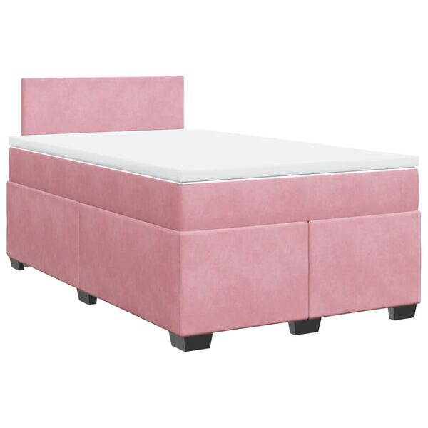 vidaXL Cama box spring con colch&oacute;n terciopelo rosa 120x200 cm