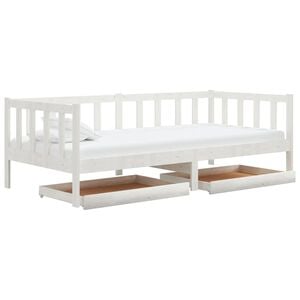 vidaXL Sof&aacute; cama con cajones madera de pino maciza blanco 90x200 cm