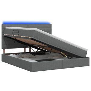 vidaXL Cama de almacenamiento LED con colch&oacute;n Gris oscuro 140 x 200 cm