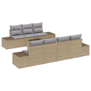 vidaXL Conjunto de sof&aacute; de jard&iacute;n 8 pcs Beige rat&aacute;n sint&eacute;tico