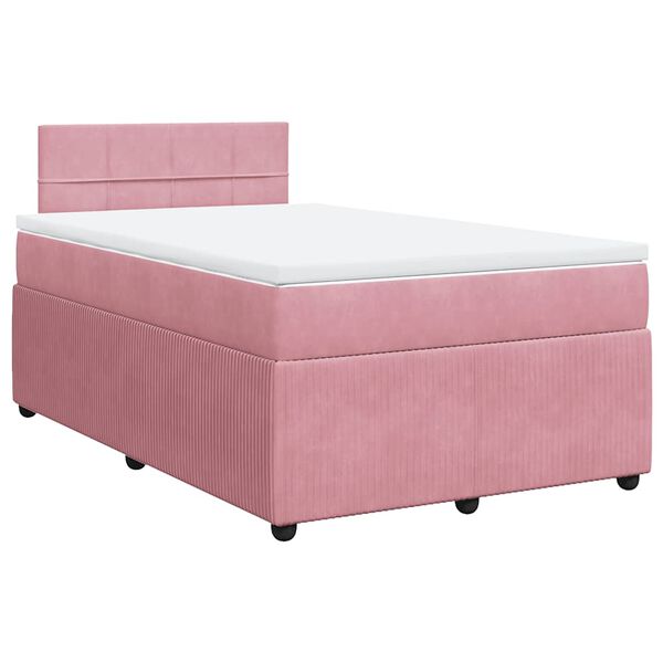 vidaXL Cama box spring con colch&oacute;n terciopelo rosa 120x200 cm