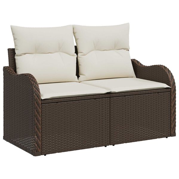 vidaXL Conjunto de sof&aacute; de jard&iacute;n 6 pcs Marr&oacute;n Rattan de Poli&eacute;ster