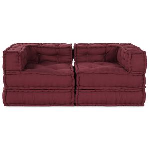 vidaXL Unidad de Sof&aacute; Modular 2 pcs Casta&ntilde;o 140 x 70 x 56 cm Tela