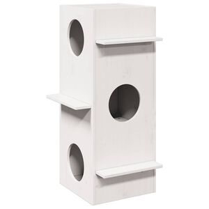 vidaXL Casa para gatos madera maciza pino blanca 43x43x90 cm