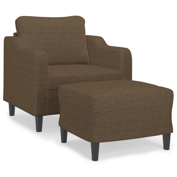 vidaXL Sill&oacute;n con taburete tela marr&oacute;n 60 cm