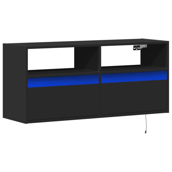 vidaXL Mueble de TV de pared con luces LED negro 100x31x45 cm