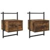 vidaXL Mesitas de noche de pared 2 unidades roble ahumado 35x30x51 cm