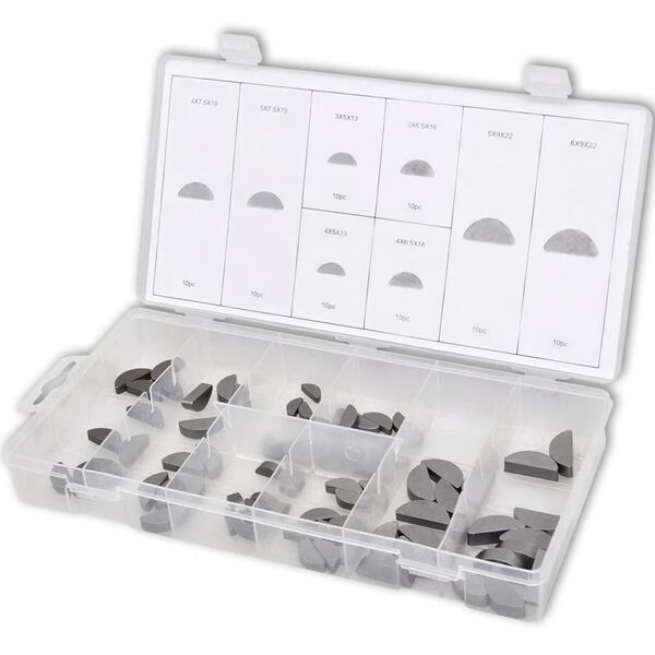 Surtido de cu&ntilde;as Woodruff para poleas y engranajes (80 unidades)