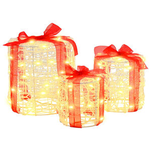 vidaXL Decoración de Caja de Regalo 3 pcs cálido 20 x 20 x 21 cm