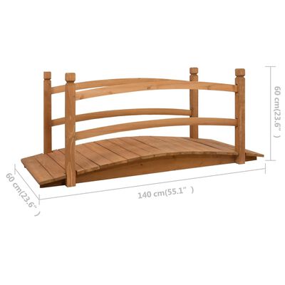 vidaXL Puente de jardín madera maciza de abeto 140x60x60 cm
