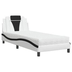 vidaXL Cama Viana con colch&oacute;n cuero sint&eacute;tico blanco y negro 80x200 cm