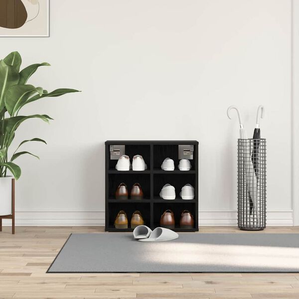 vidaXL Armario Zapatero con estante Roble Negro 52 x 30 x 50,5 cm