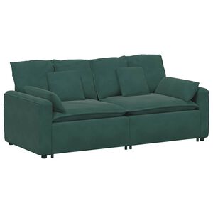 vidaXL Sof&aacute; modular con cojines verde oscuro