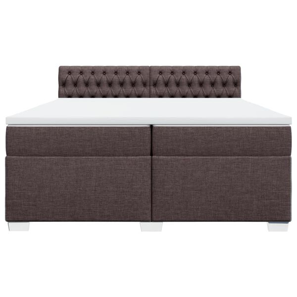 vidaXL Cama box spring con colch&oacute;n tela marr&oacute;n oscuro 200x200 cm