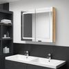 vidaXL Armario de ba&ntilde;o con espejo y LED color roble 80x12x68 cm