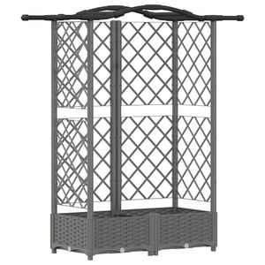 vidaXL Cama elevada con trellis y techo Gris Claro 124 x 40 x 123 cm