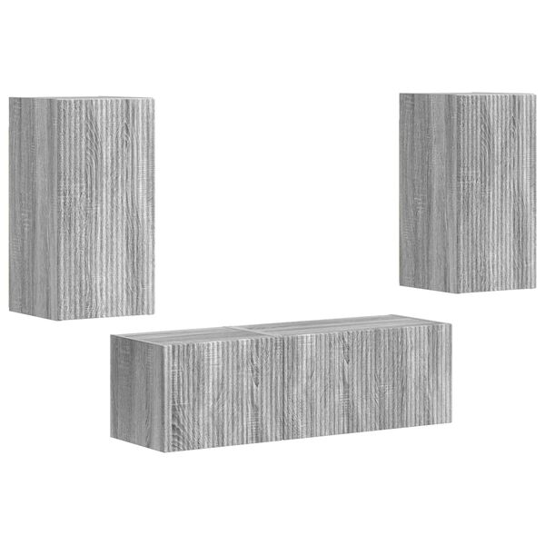 vidaXL Conjunto de mueble para TV de pared 4 pcs Gris Sonoma