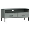 vidaXL Mueble de TV con patas de metal OSLO madera maciza pino gris