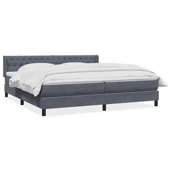 vidaXL Cama box spring con colch&oacute;n terciopelo gris oscuro 180x210 cm