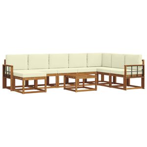 vidaXL Conjunto de sof&aacute;s de exterior 9 uds. Natural y Crema