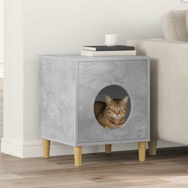 vidaXL Casa para Gatos Concreto 42,5 x 40 x 53 cm Madera de ingenier&iacute;a