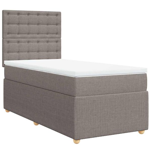 vidaXL Cama box spring con colch&oacute;n tela gris taupe 100x200 cm
