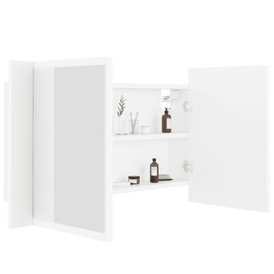 vidaXL Armario espejo de baño con luz LED acrílico blanco 80x12x45 cm