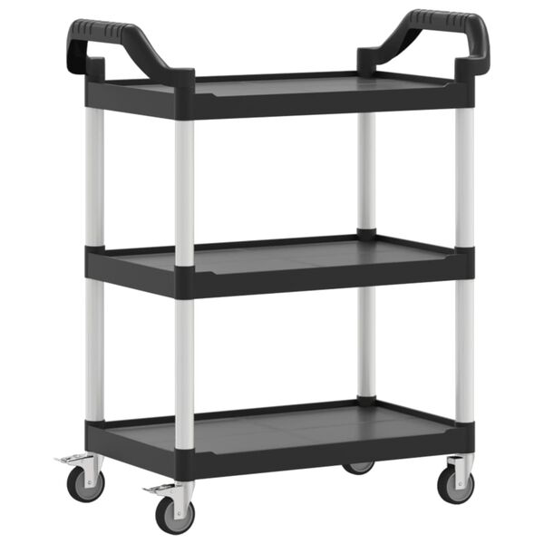 vidaXL Carrito de 3 niveles aluminio negro 81x41x92 cm