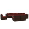 vidaXL Set muebles de jard&iacute;n 10 pzas y cojines rat&aacute;n sint&eacute;tico marr&oacute;n