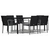 vidaXL Juego comedor jard&iacute;n 7 piezas y cojines rat&aacute;n sint&eacute;tico y acero