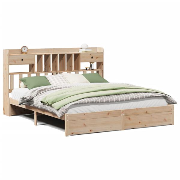 vidaXL Cama con estantería sin colchón madera maciza de pino 180x200cm