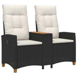 vidaXL Banco reclinable con mesa Negro y Crema 126 x 65 x 112 cm