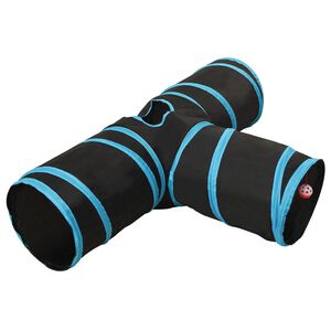 vidaXL T&uacute;nel para gatos 3 v&iacute;as negro y azul poli&eacute;ster 90 cm