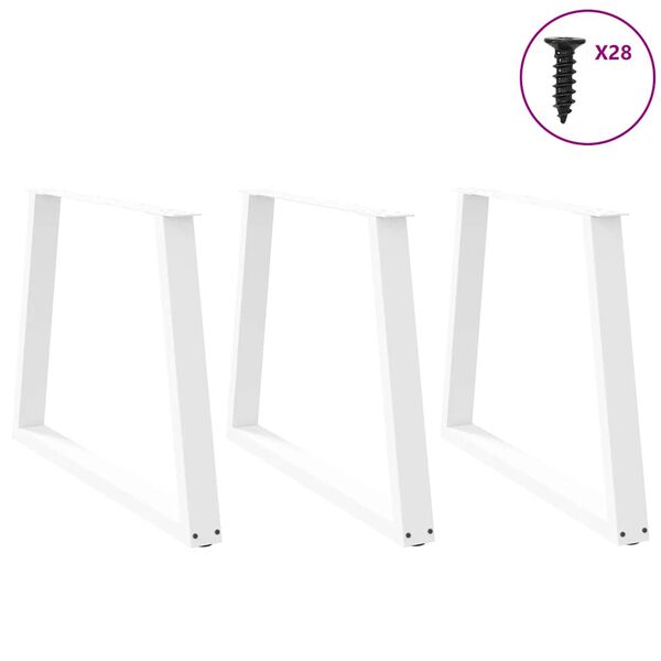 vidaXL Patas para mesa de comedor en forma de V (3 unidades), color blanco, 100 x (72-73,3) cm, acero