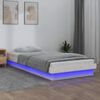 vidaXL Estructura cama LED sin colch&oacute;n madera maciza blanco 90x200 cm