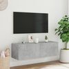 vidaXL Mueble de TV de pared con luces LED gris hormig&oacute;n 100x35x31 cm