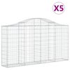 vidaXL Cestas de gaviones 5 uds forma de arco hierro 200x30x100/120 cm