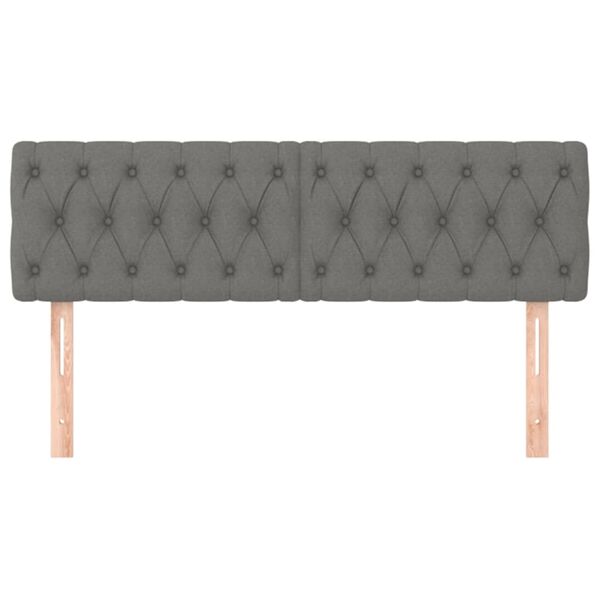 vidaXL Cabeceros tela gris oscuro 144x7x78/88 cm
