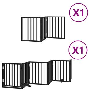 vidaXL Puerta para perros plegable 9 paneles madera &aacute;lamo negra 450 cm